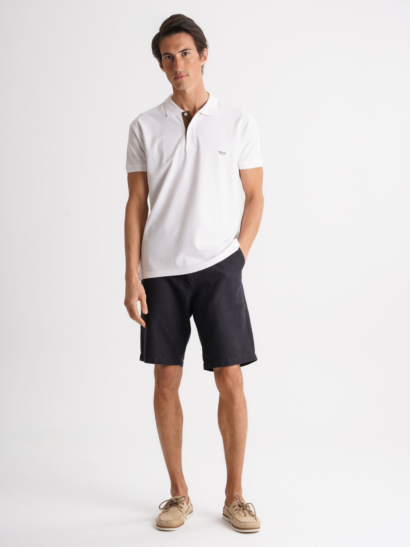 Polo Regular Fit Piquet Branco Mr. Blue