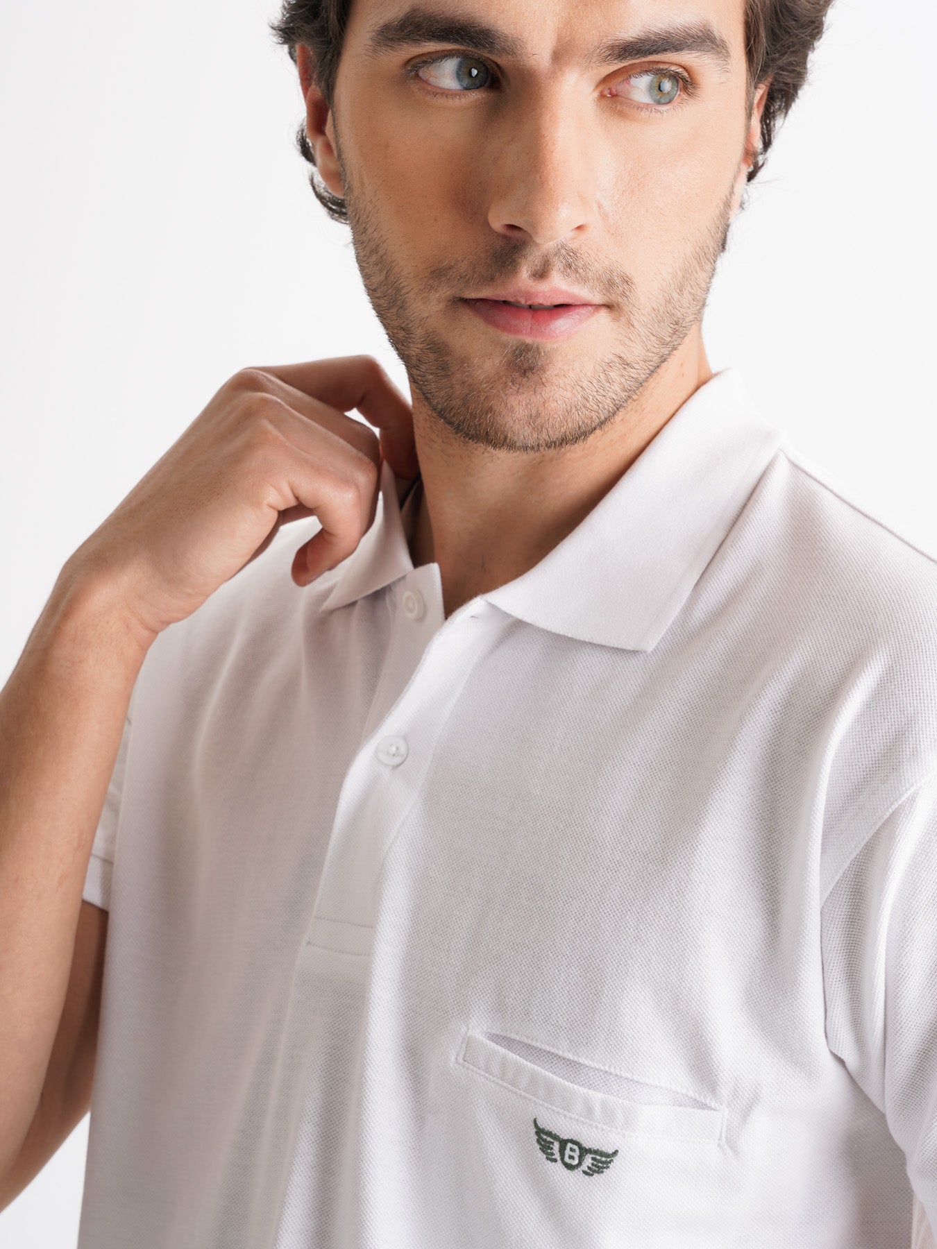 Polo Regular Fit Piquet Branco Mr. Blue