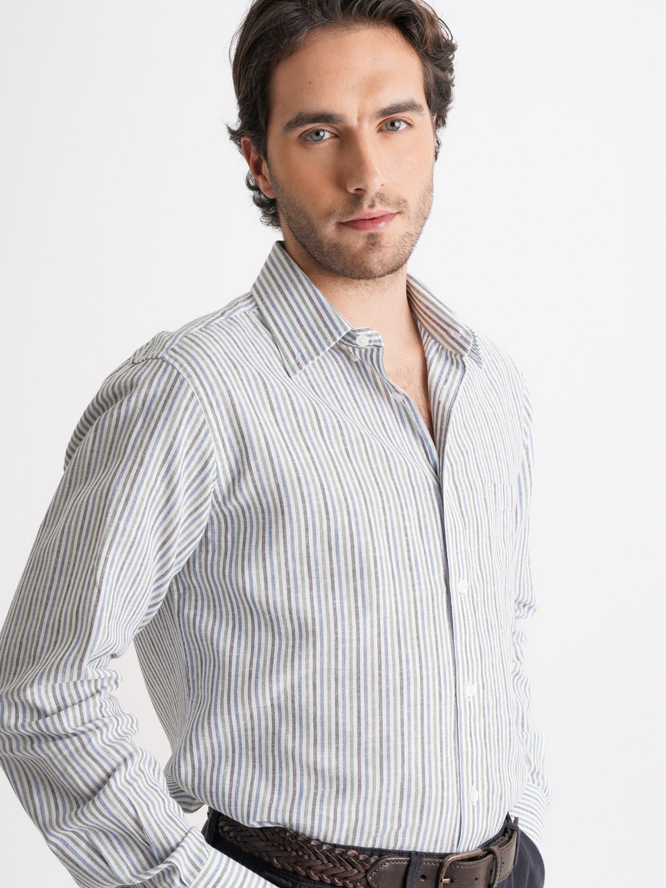 Camisa Regular Fit Linho Verde Mr. Blue