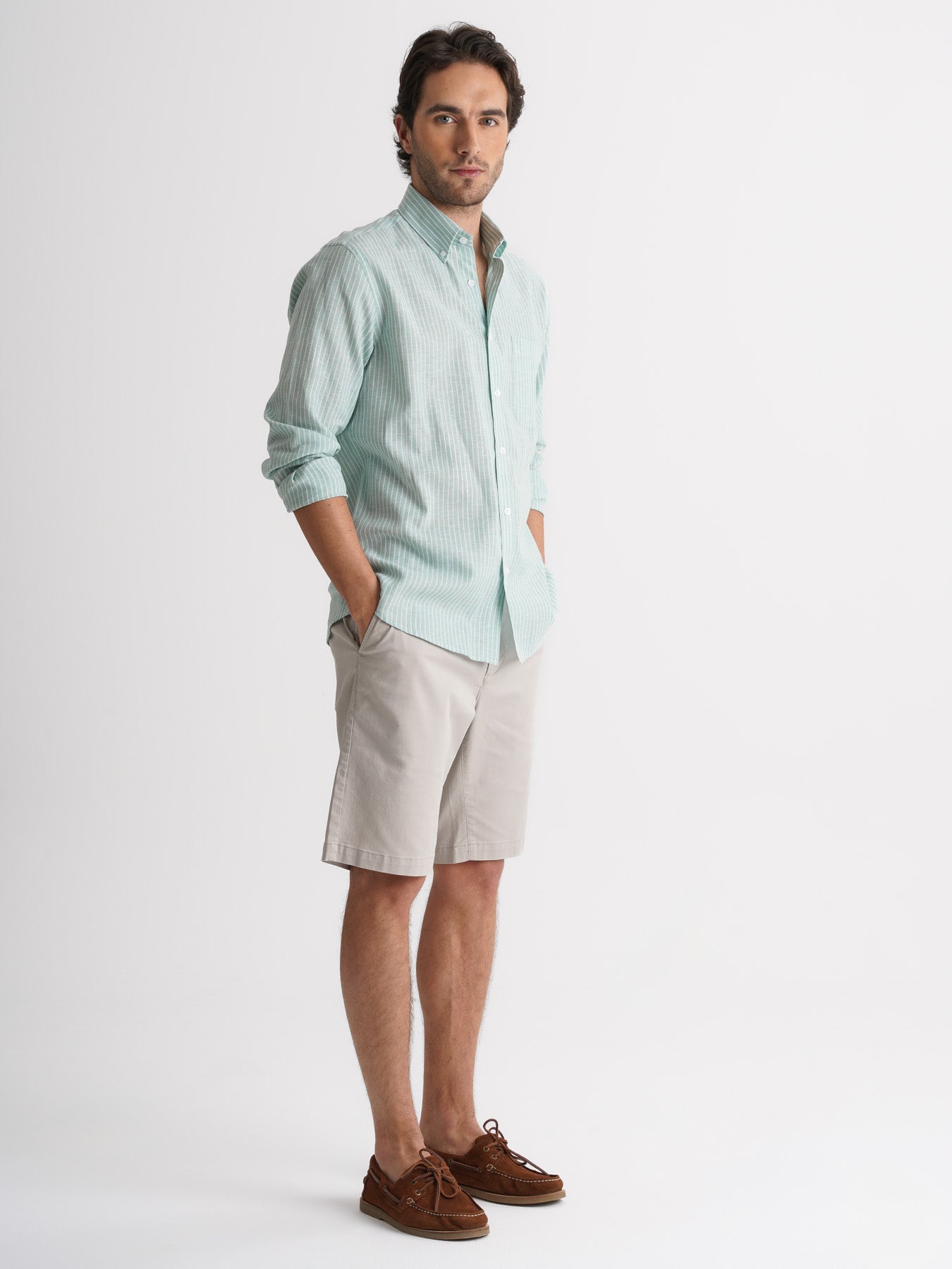 Camisa Regular Fit Linho Verde Mr. Blue