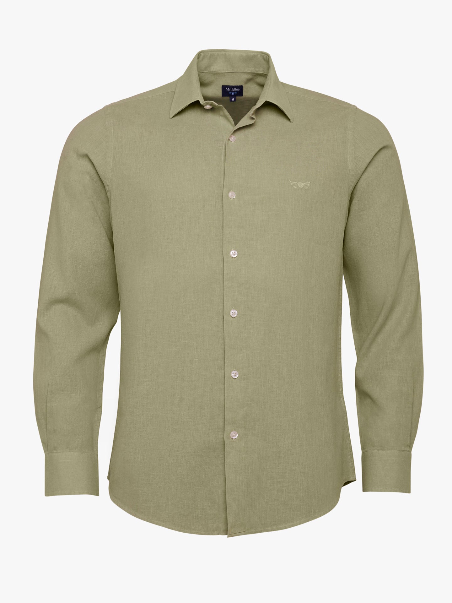 Camisa Slim Fit Linho Verde Mr. Blue