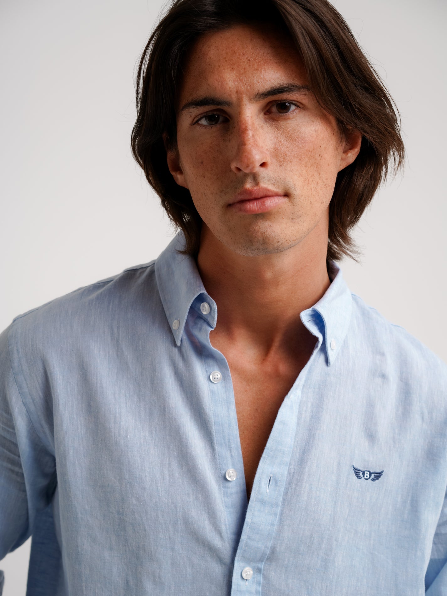 Camisa Regular Fit Linho Azul Mr. Blue