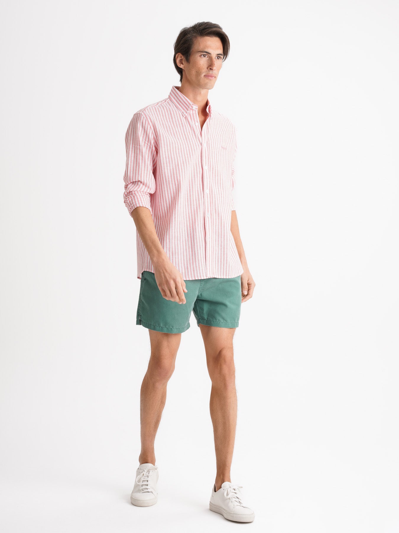 Camisa Regular Fit Linho Rosa Mr. Blue