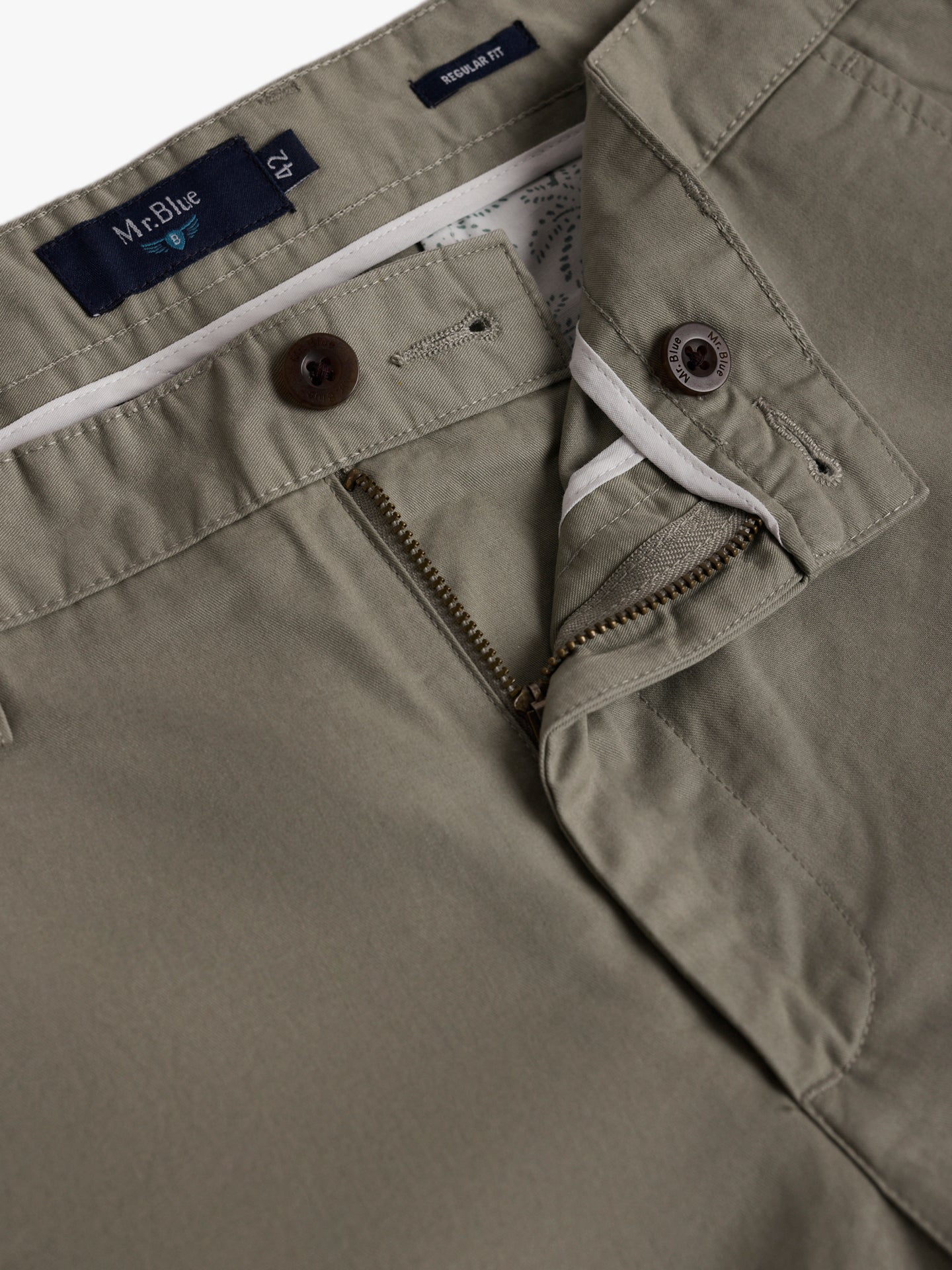 Calças Chinos Regular Fit Twill Verdes Mr. Blue