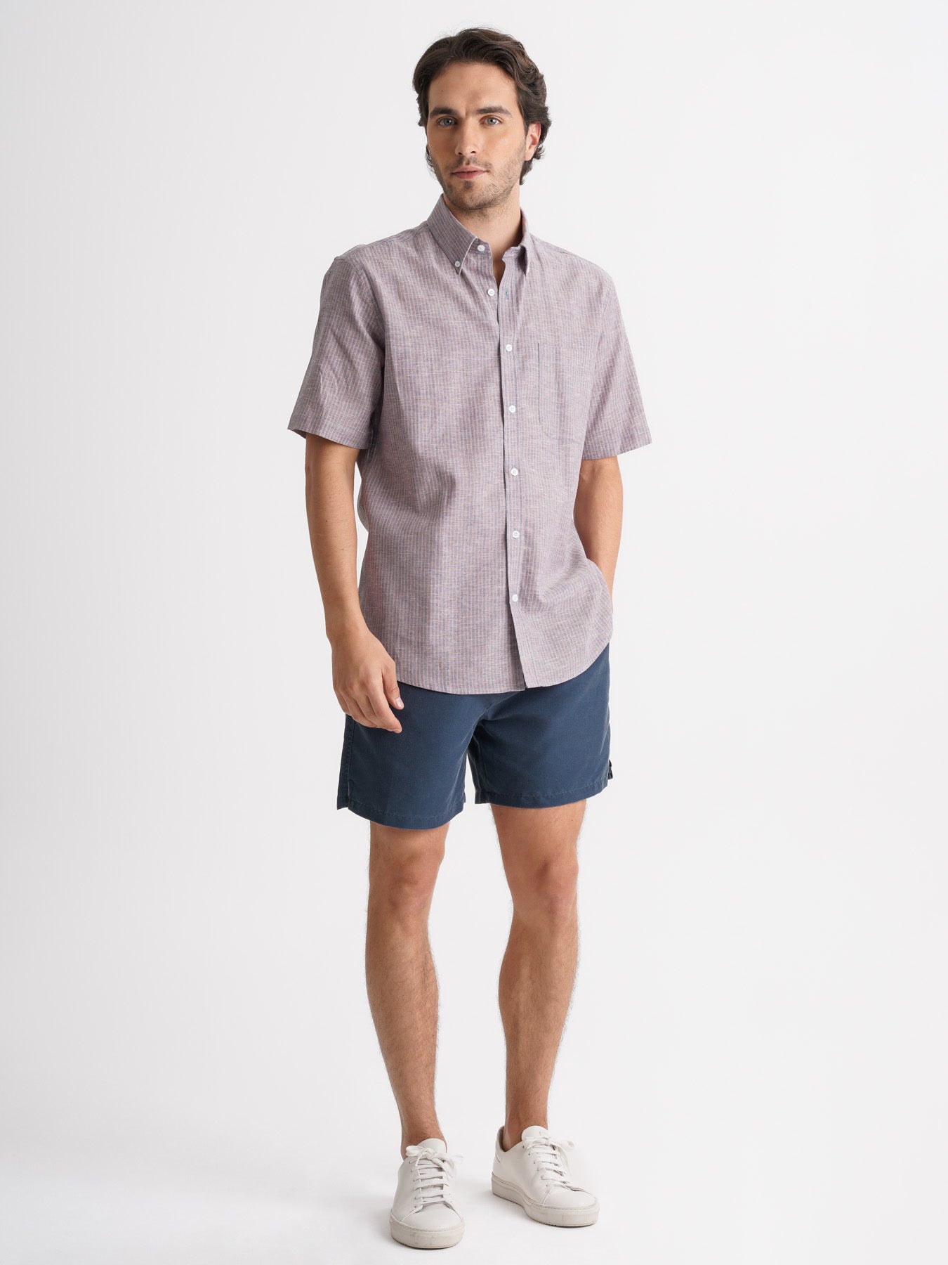 Camisa Regular Fit Linho Azul Mr. Blue