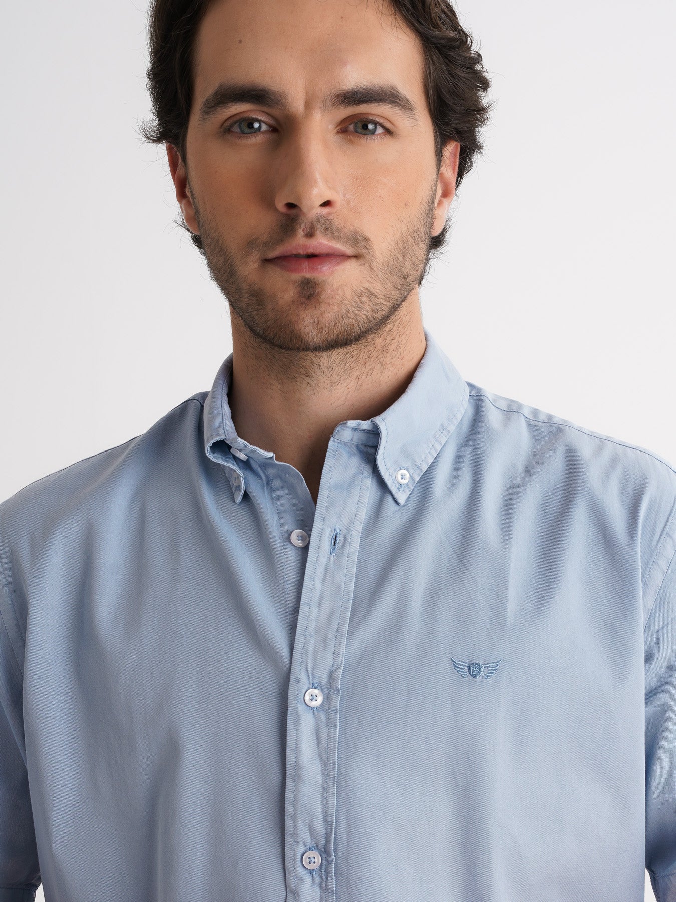 Camisa Regular Fit Twill Azul Mr. Blue