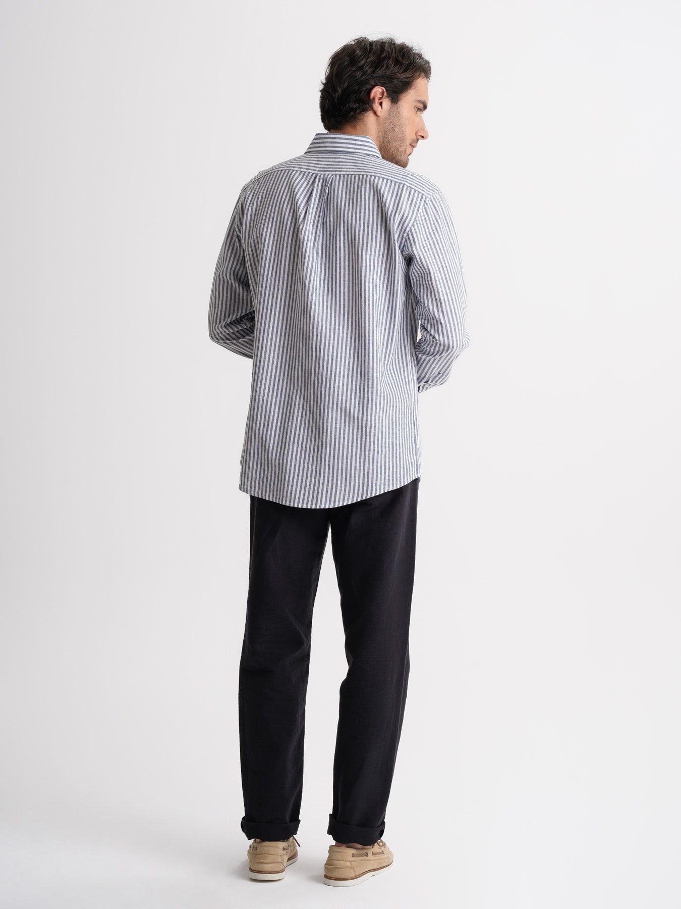 Camisa Regular Fit Linho Azul Mr. Blue