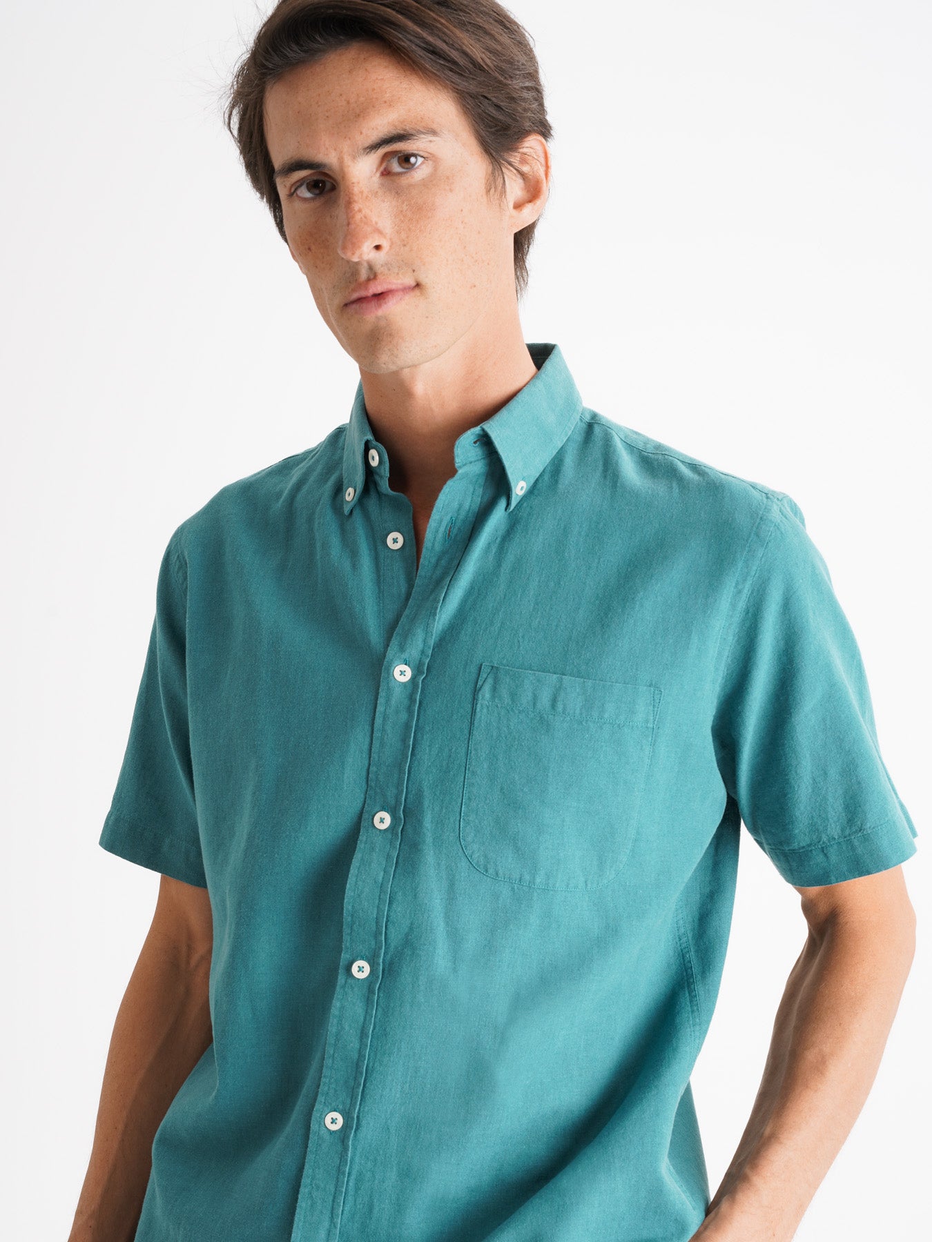 Camisa Regular Fit Linho Azul Mr. Blue