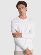 T-SHIRT ALGODÃO BRANCA MANGA COMPRIDA REGULAR FIT MR. BLUE