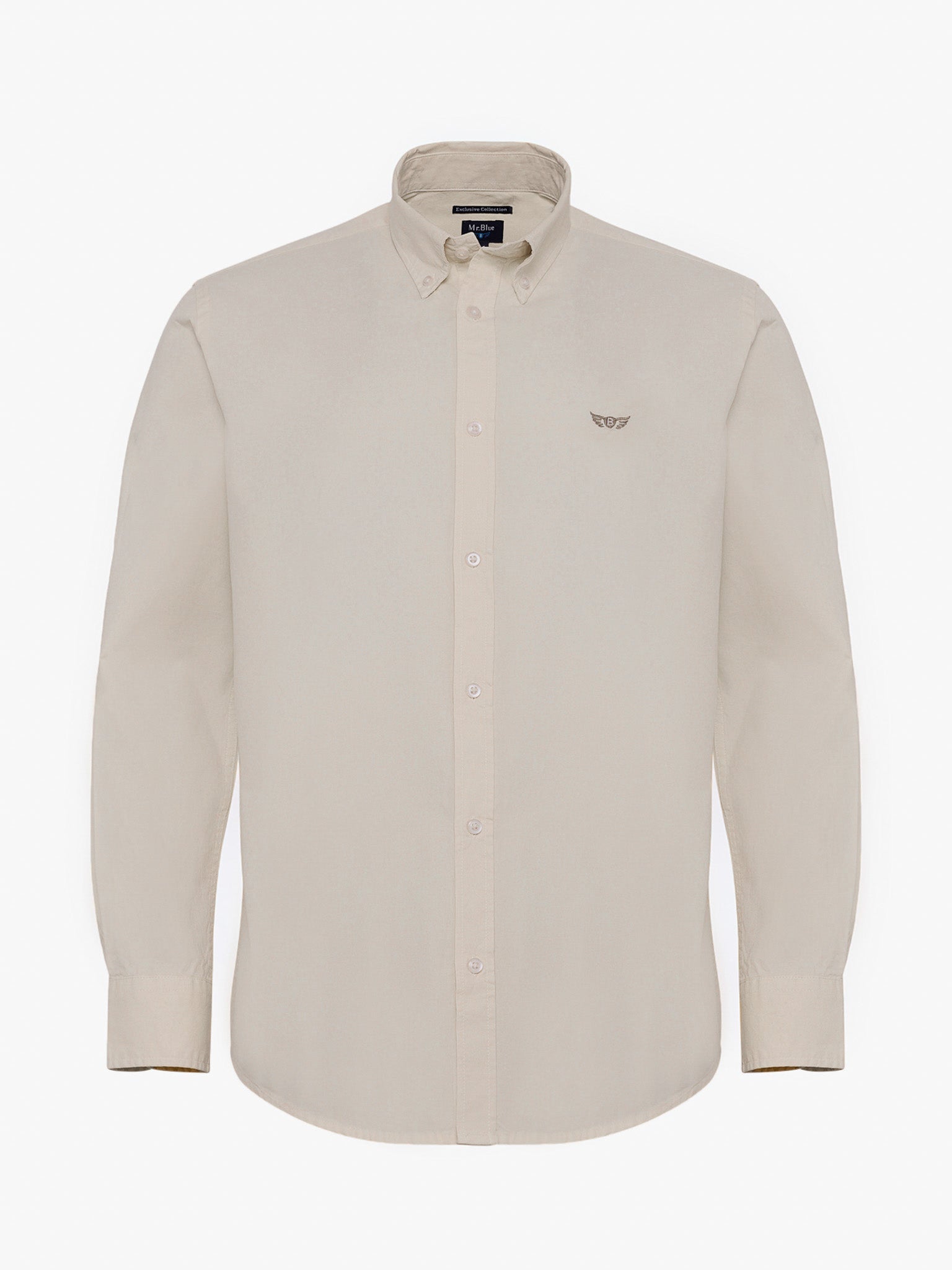 CAMISA ALGODÃO BRANCA MANGA COMPRIDA REGULAR FIT MR. BLUE