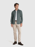 CAMISA BOMBAZINE VERDE MANGA COMPRIDA TAILORED FIT MR. BLUE