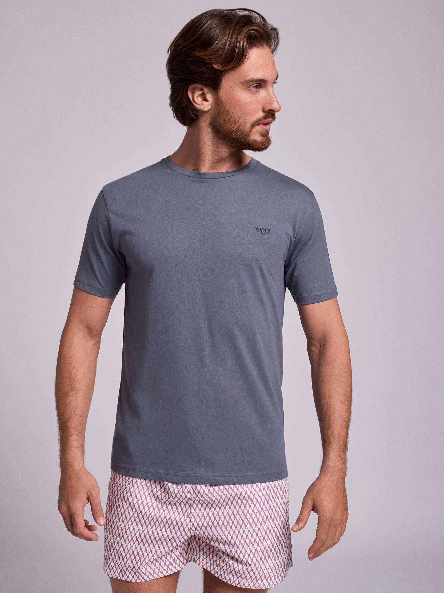 T-SHIRT ALGODÃO AZUL MANGA CURTA REGULAR FIT MR. BLUE