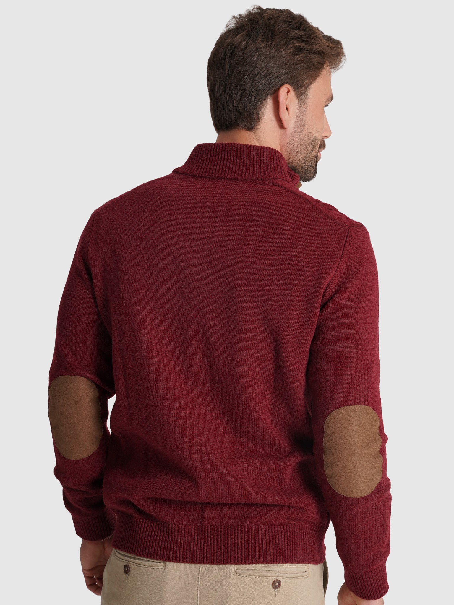 PULLOVER LÃ BORDEAUX COM COTOVELEIRA REGULAR FIT MR. BLUE