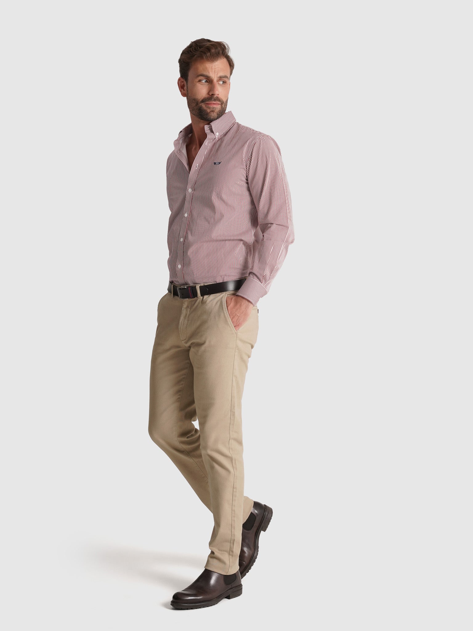 CAMISA ALGODÃO VERMELHA MANGA COMPRIDA REGULAR FIT MR. BLUE