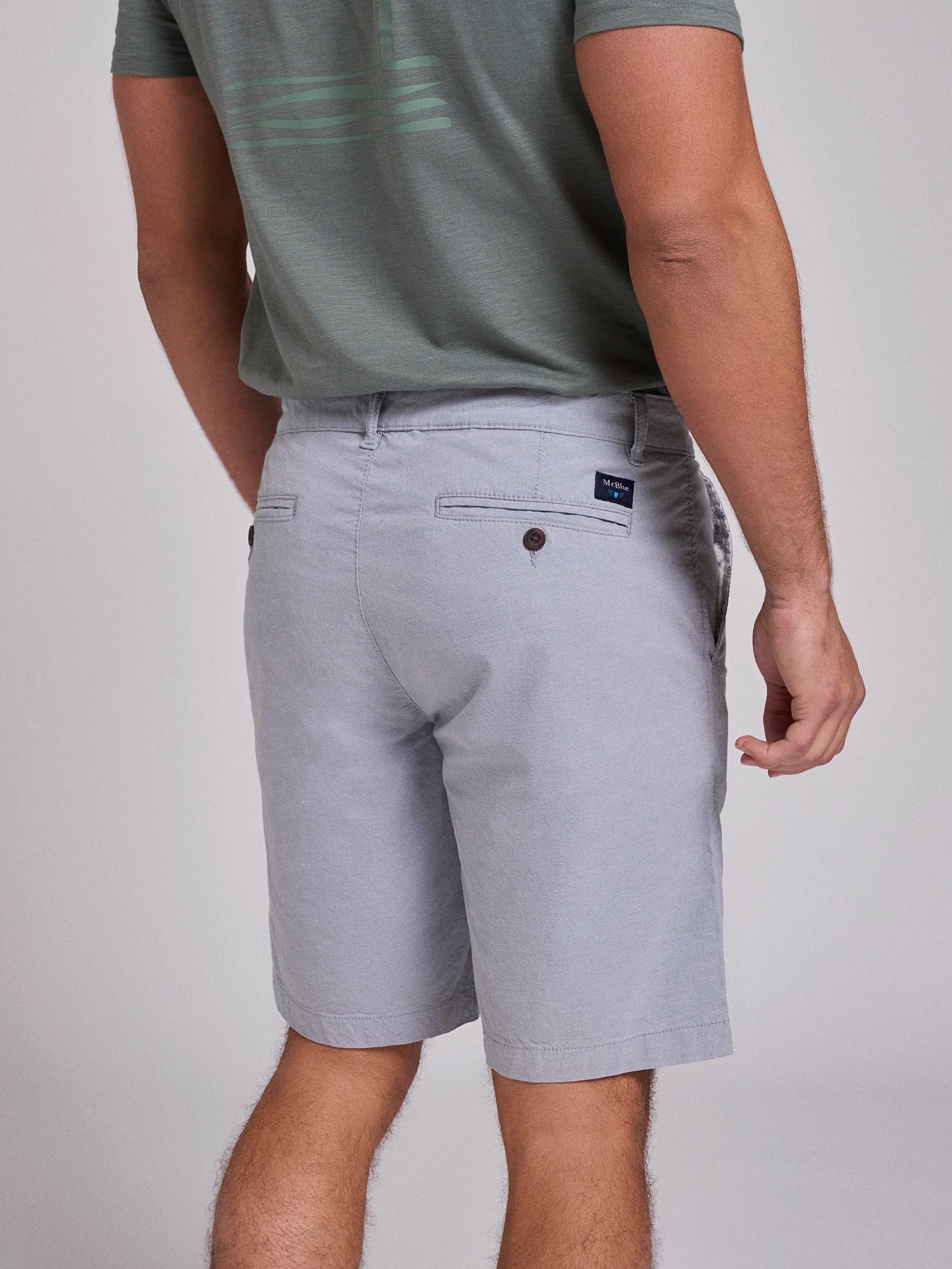 Bermuda Algodão Azuis Regular Fit Mr. Blue