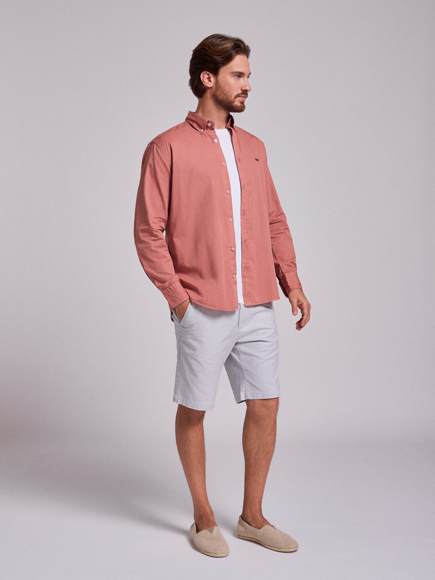 Camisa Algodão Vermelha Manga Comprida Regular Fit Mr. Blue