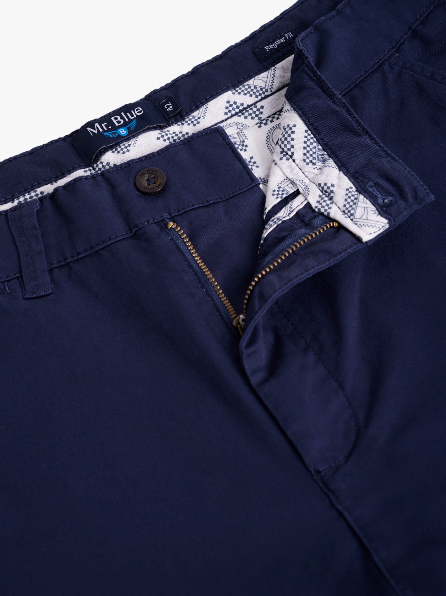 Calça Algodão Azuis Regular Fit Mr. Blue