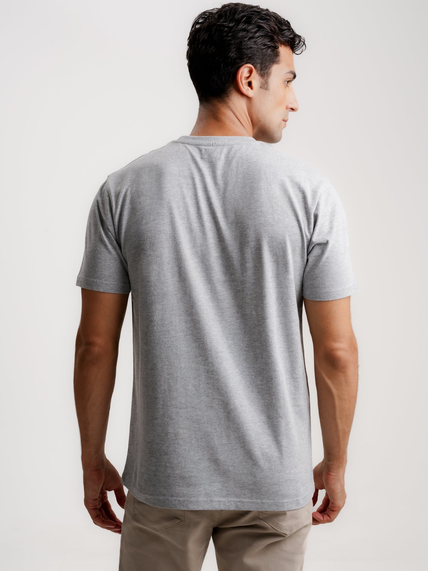 T-SHIRT ALGODÃO CINZENTA MANGA CURTA REGULAR FIT MR. BLUE