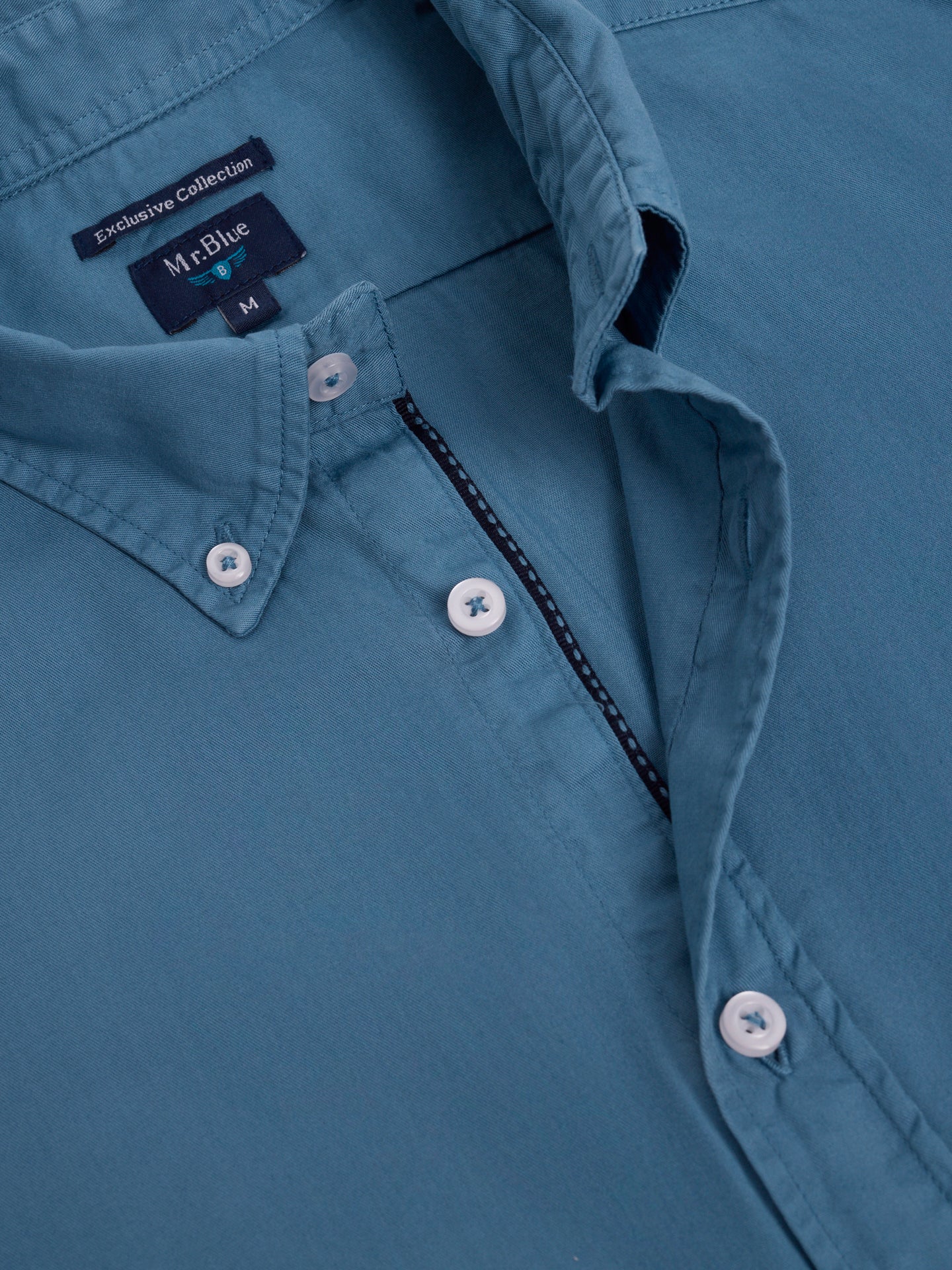 Camisa Algodão Azul Manga Comprida Regular Fit Mr. Blue