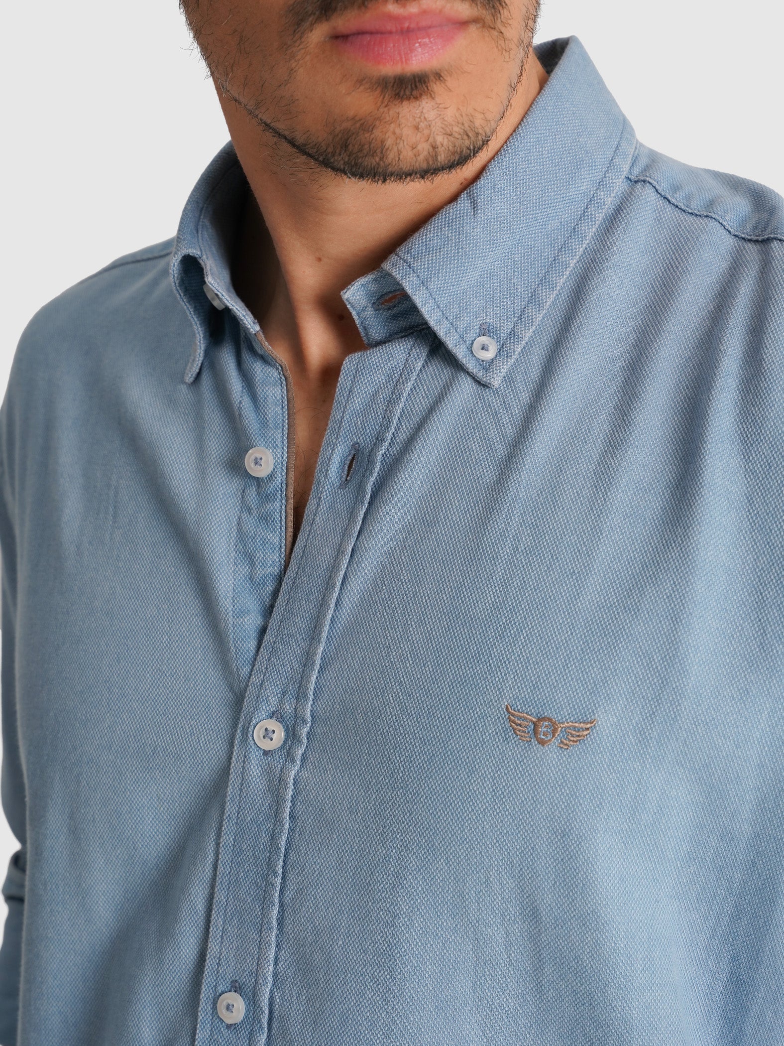 CAMISA AZUL MANGA COMPRIDA REGULAR FIT MR. BLUE