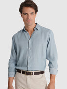 CAMISA ALGODÃO AZUL MANGA COMPRIDA TAILORED FIT MARK BELLUCCI