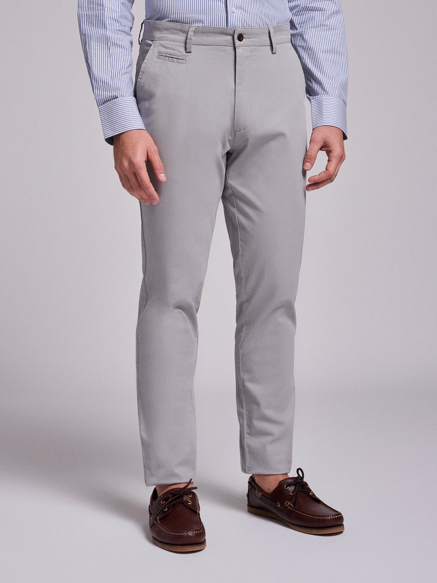 Calça Algodão Cinzentas Slim Fit Mr. Blue