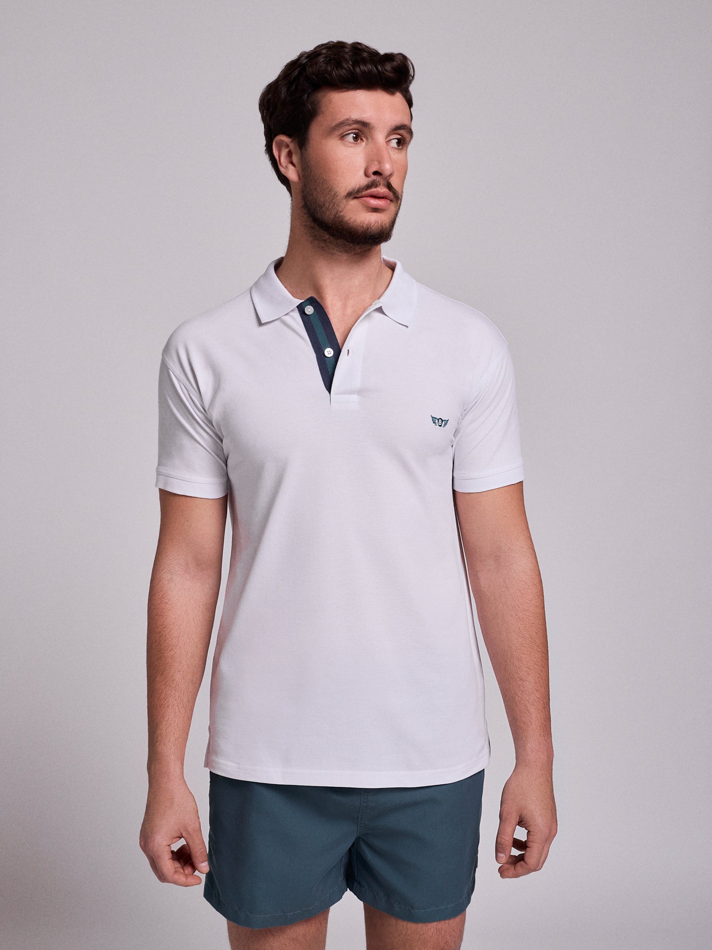 Polo Branco Manga Curta Regular Fit Mr. Blue