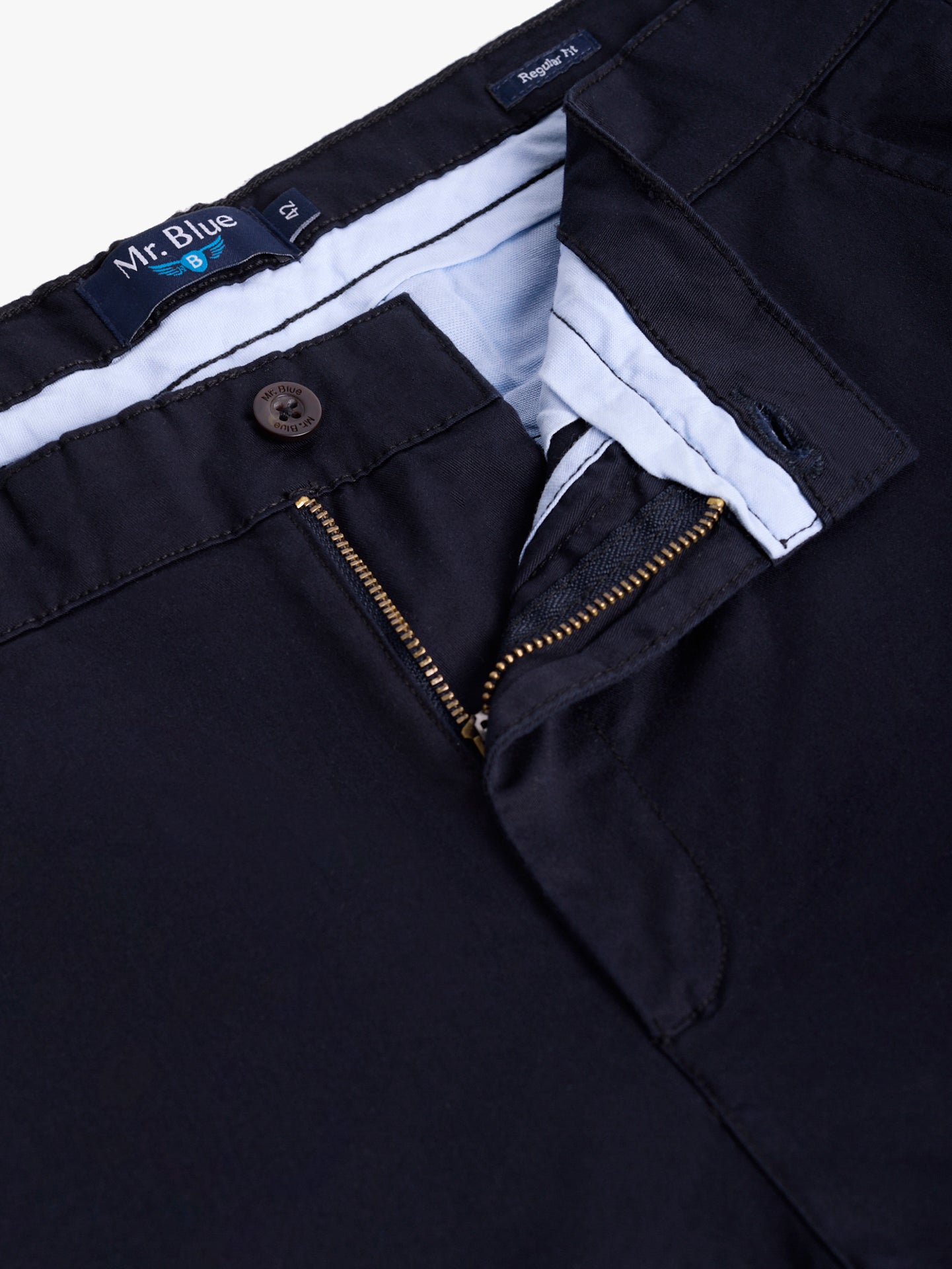 Calça Algodão Azuis Regular Fit Mr. Blue