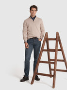 Pullover Caxemira Bege Manga Comprida Regular Fit Mr. Blue