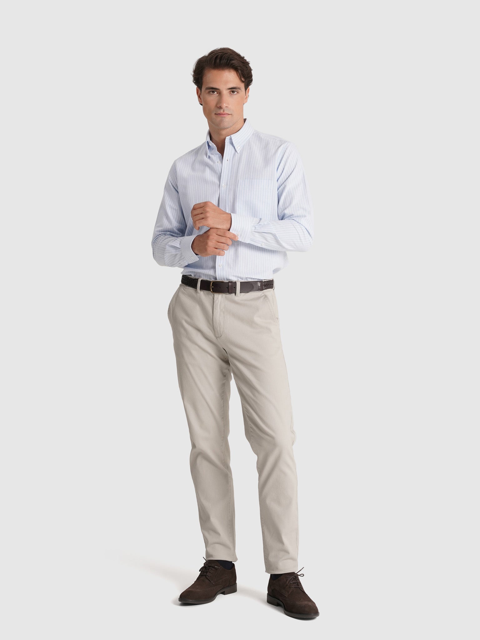 Camisa Algodão Azul Manga Comprida Regular Fit Mr. Blue