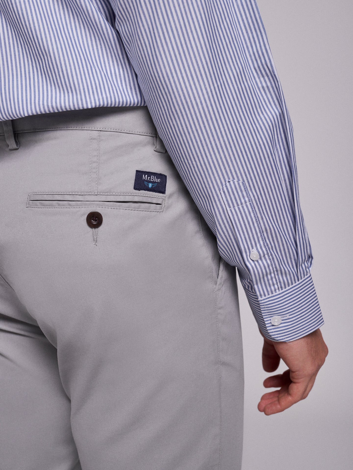 Calça Algodão Cinzentas Slim Fit Mr. Blue