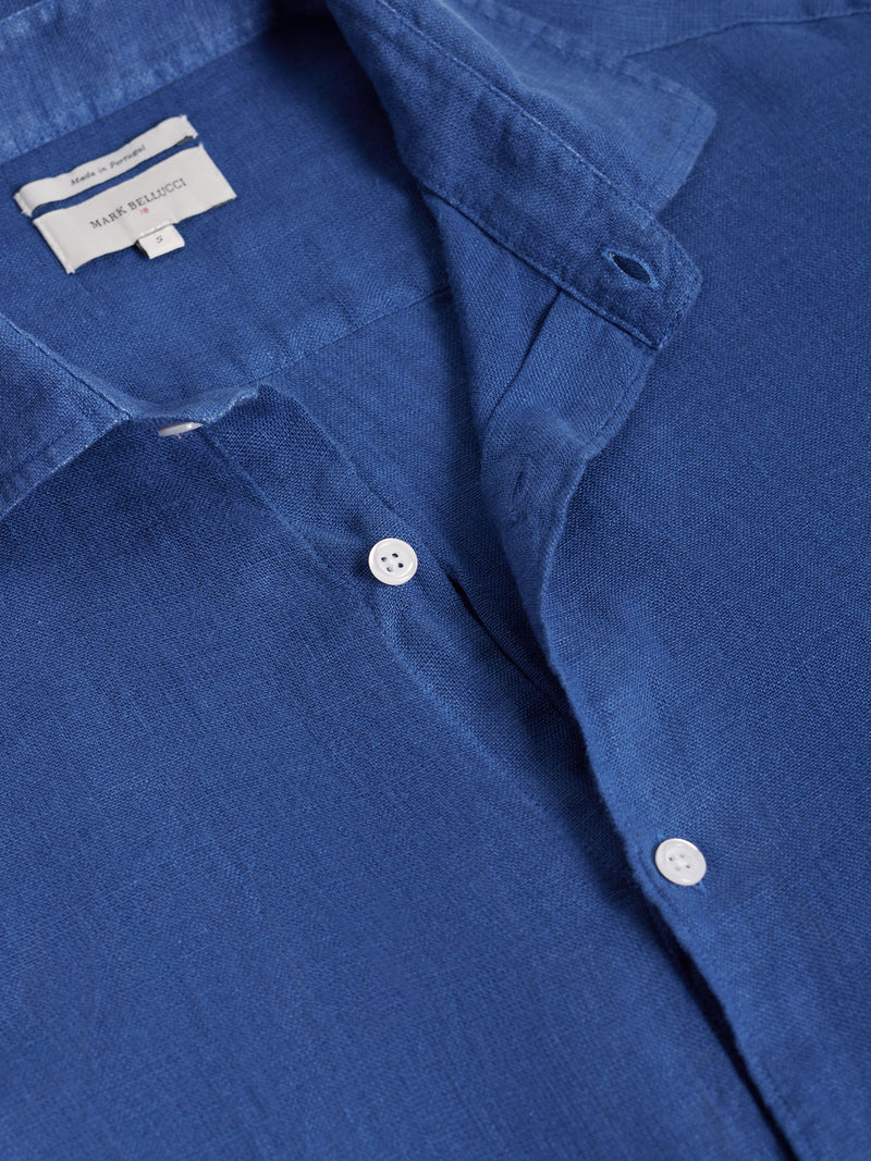 Camisa Tailored Fit Linho Azul Mr. Blue