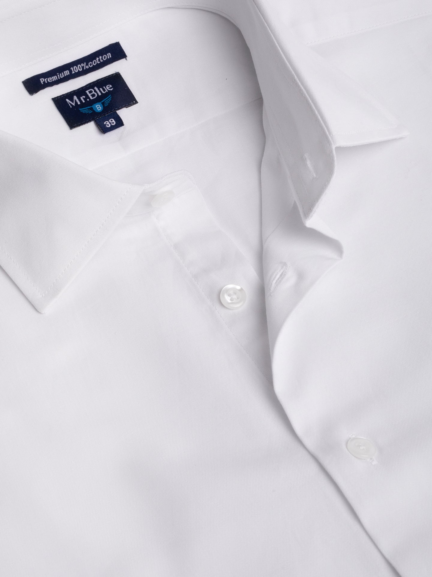 Camisa Algodão Branca Manga Comprida Classic Fit Mr. Blue