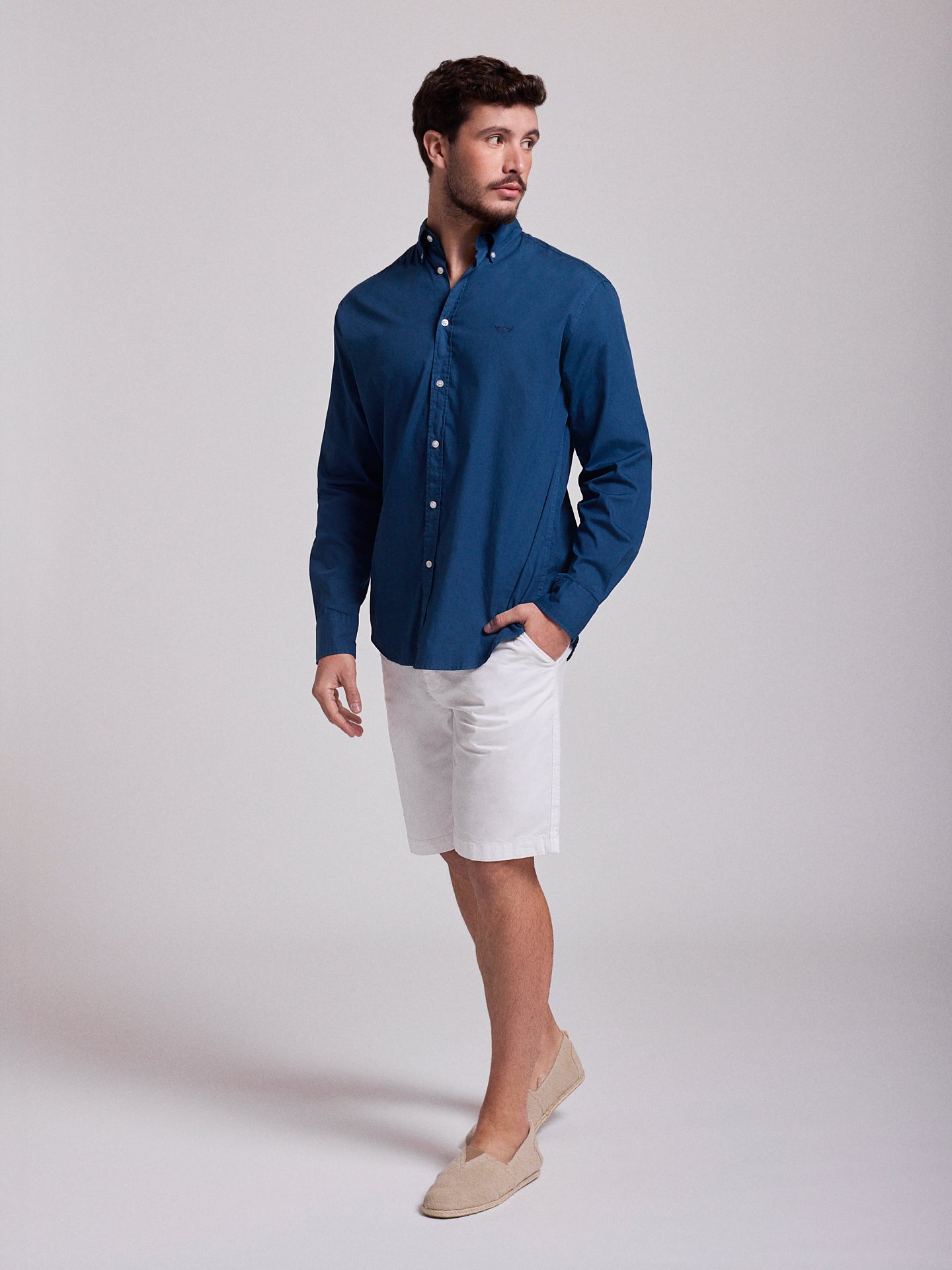 CAMISA ALGODÃO AZUL MANGA COMPRIDA REGULAR FIT MR. BLUE