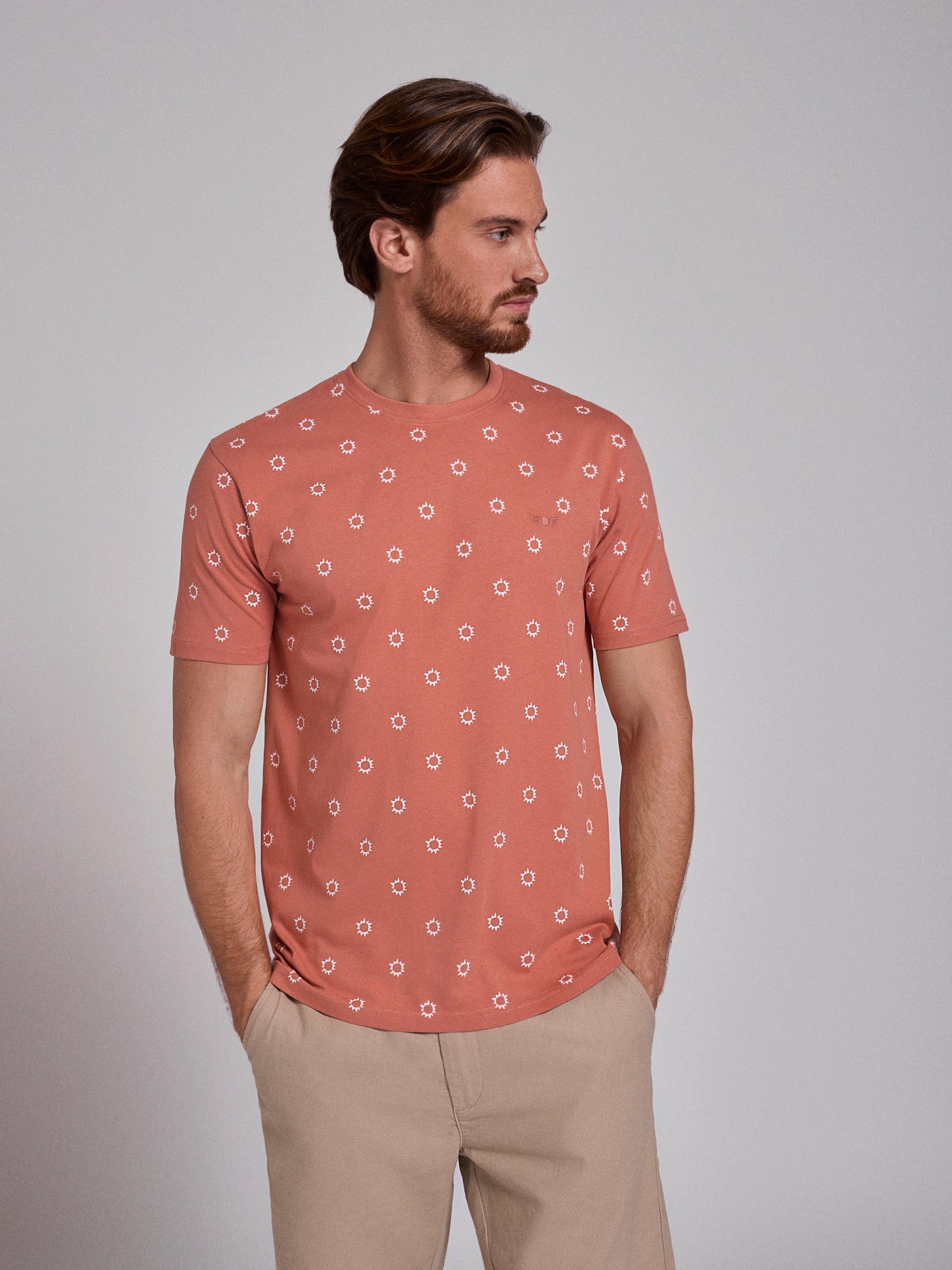 T-SHIRT ALGODÃO ROSA MANGA CURTA REGULAR FIT MR. BLUE