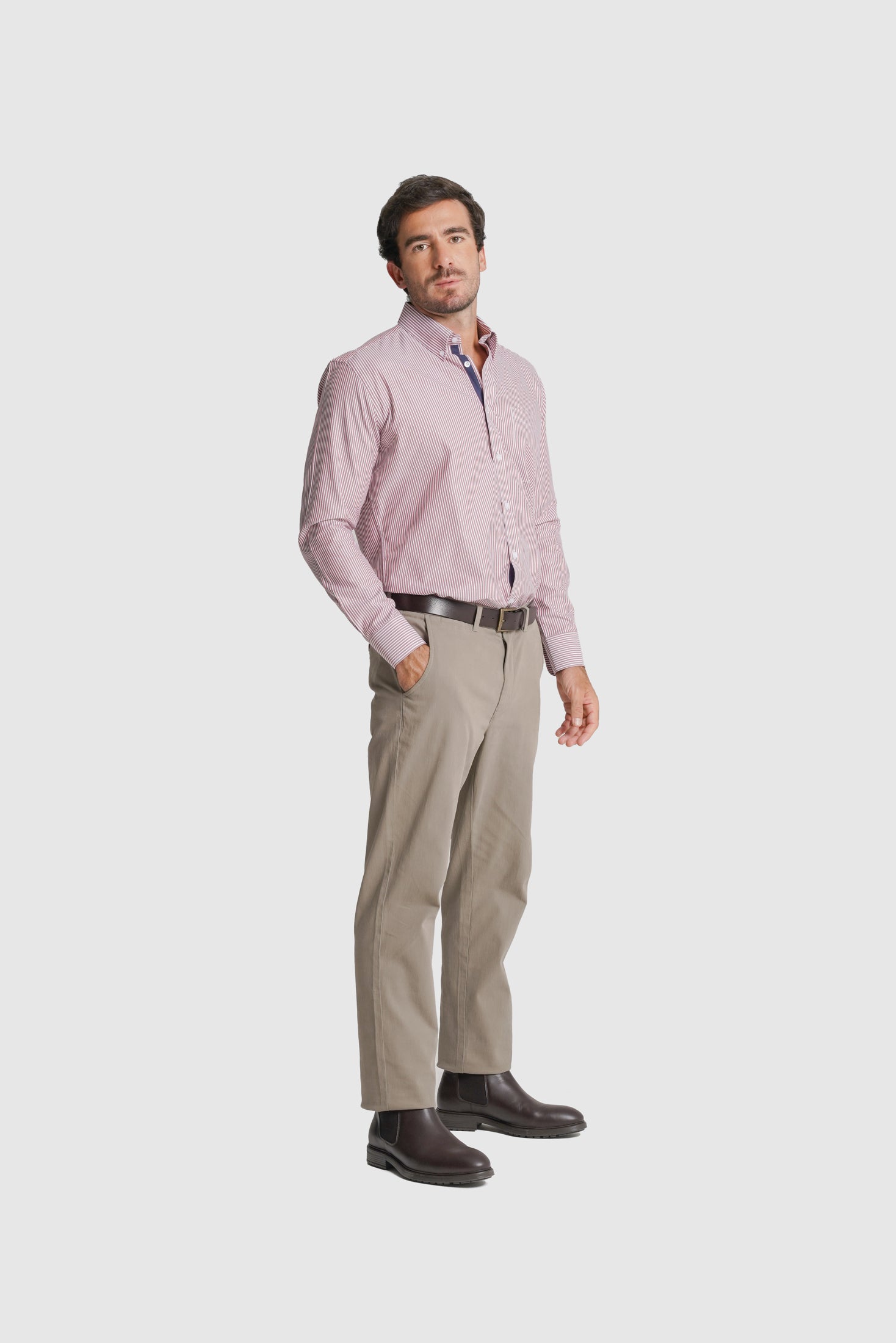 CAMISA ALGODÃO REGULAR FIT VERMELHA RISCAS MR. BLUE