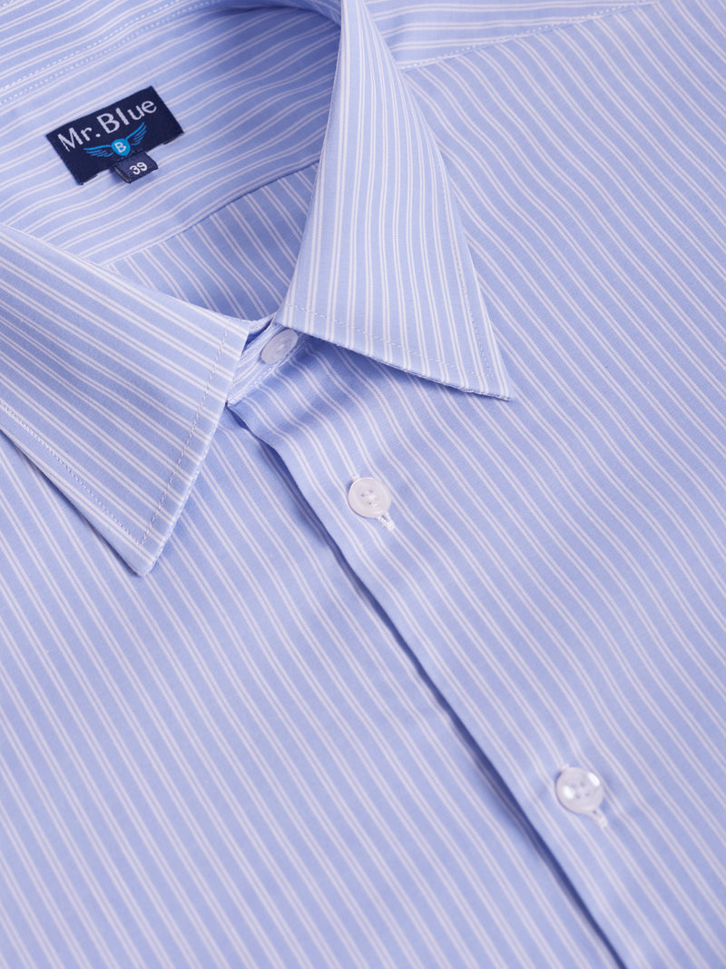 Camisa Classic Fit Fil-a-Fil Azul Mr. Blue