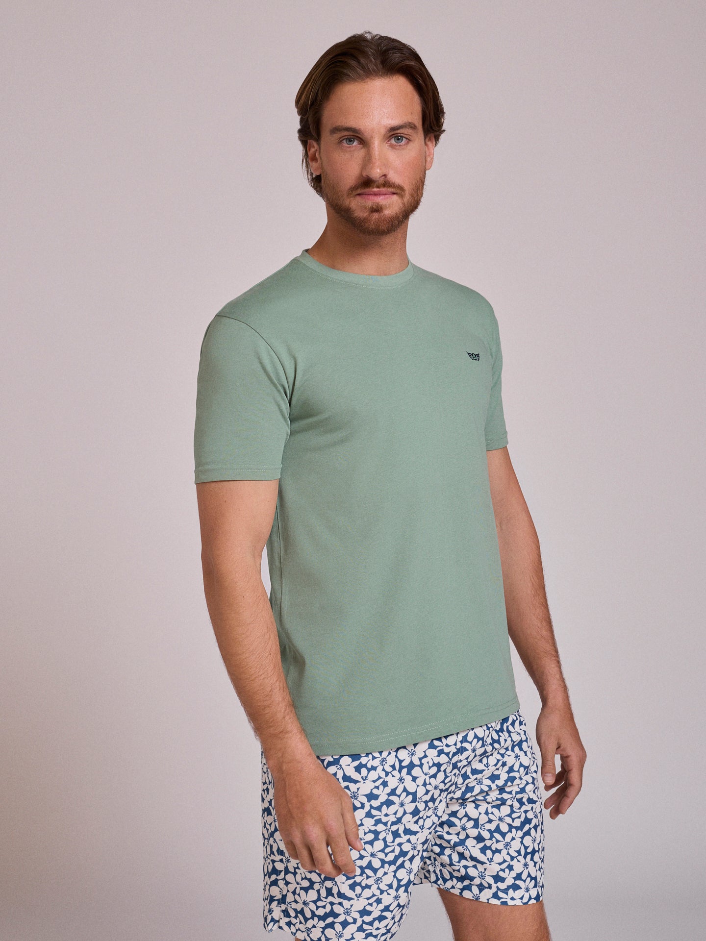 T-SHIRT ALGODÃO VERDE MANGA CURTA REGULAR FIT MR. BLUE