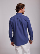 Camisa Algodão Azul Manga Comprida Regular Fit Mr. Blue