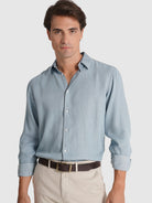 Camisa Algodão Azul Manga Comprida Tailored Fit Mr. Blue