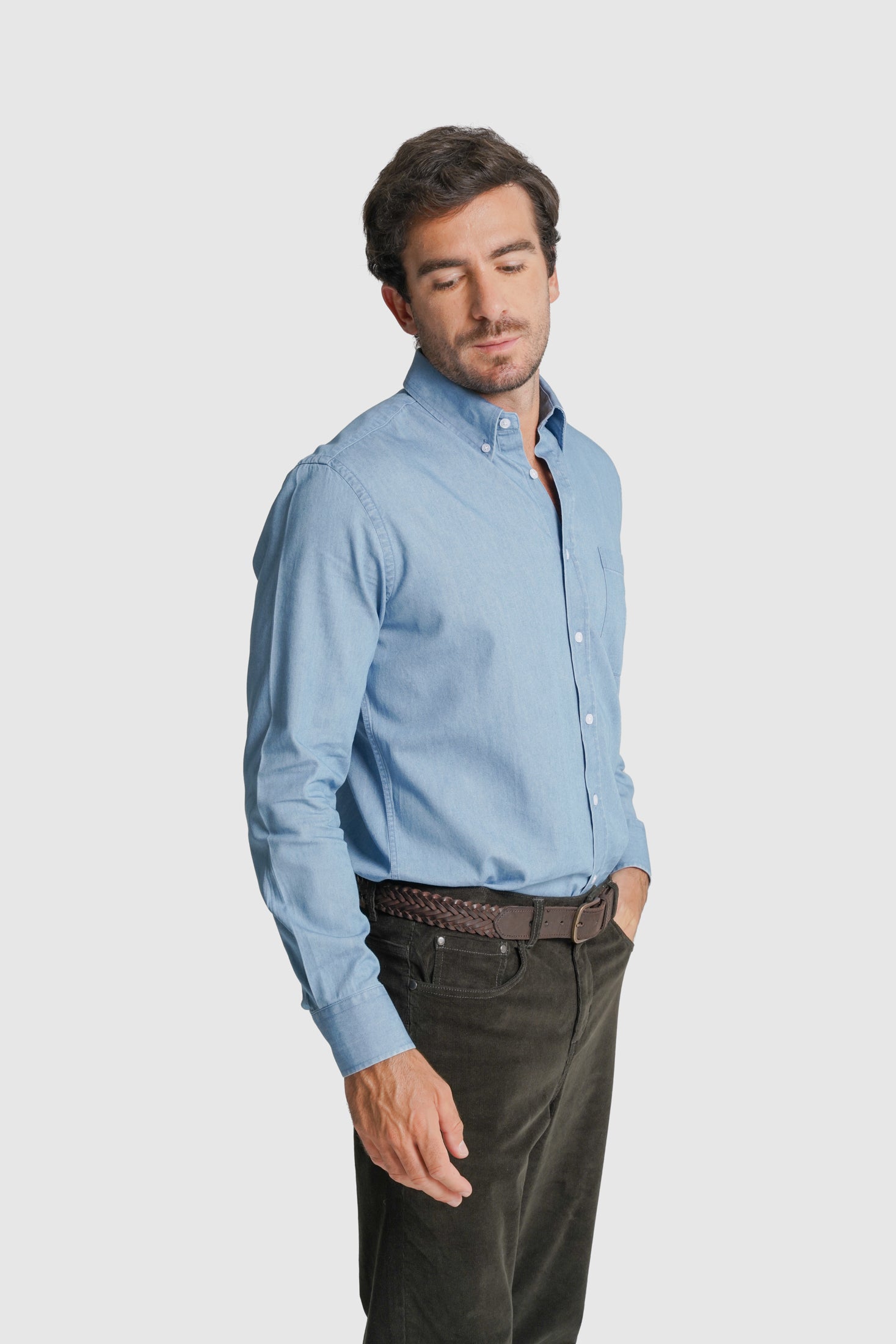 CAMISA ALGODÃO REGULAR FIT AZUL LISA MR. BLUE
