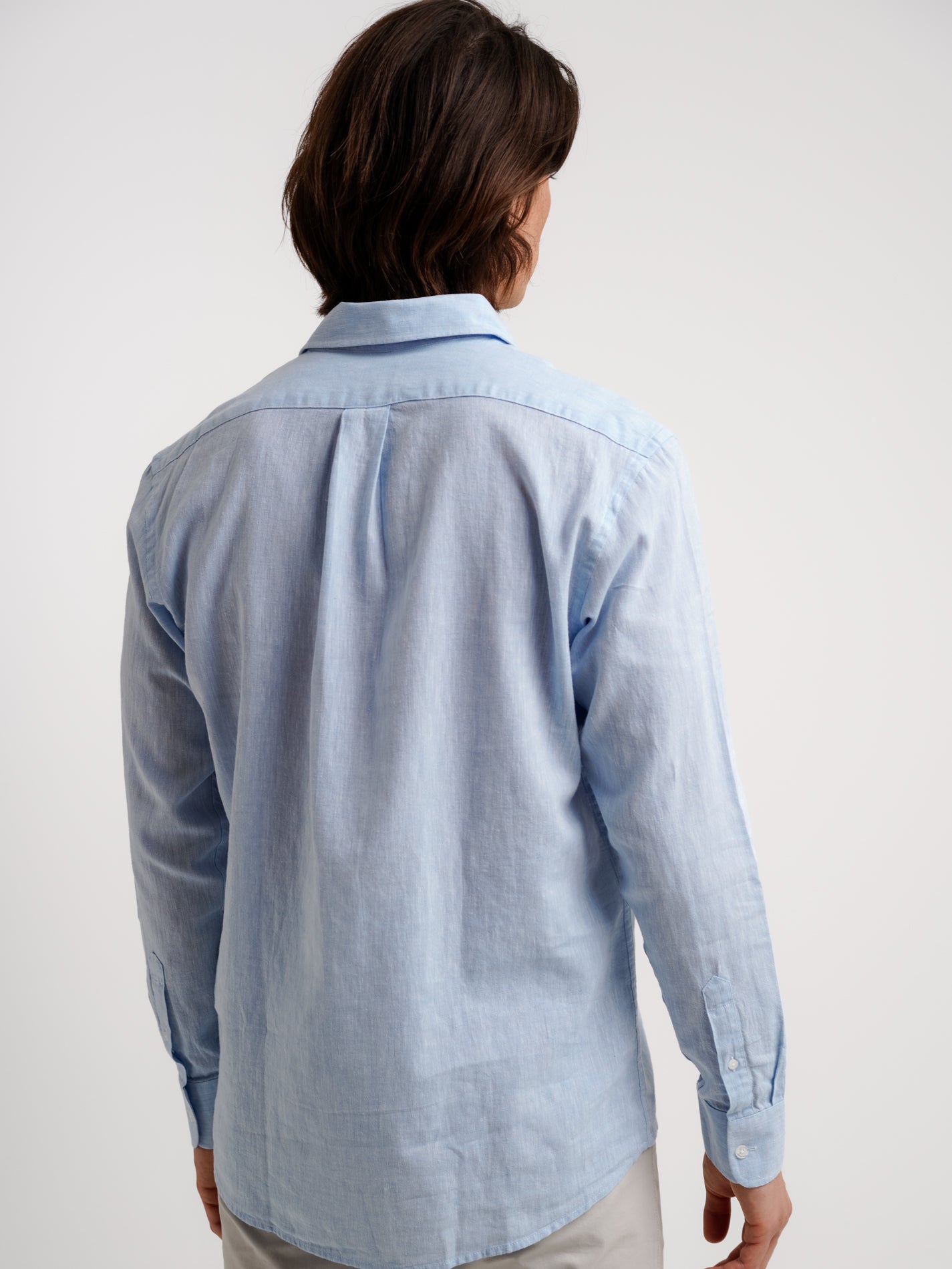 Camisa Linho Azul Manga Comprida Regular Fit Mr. Blue