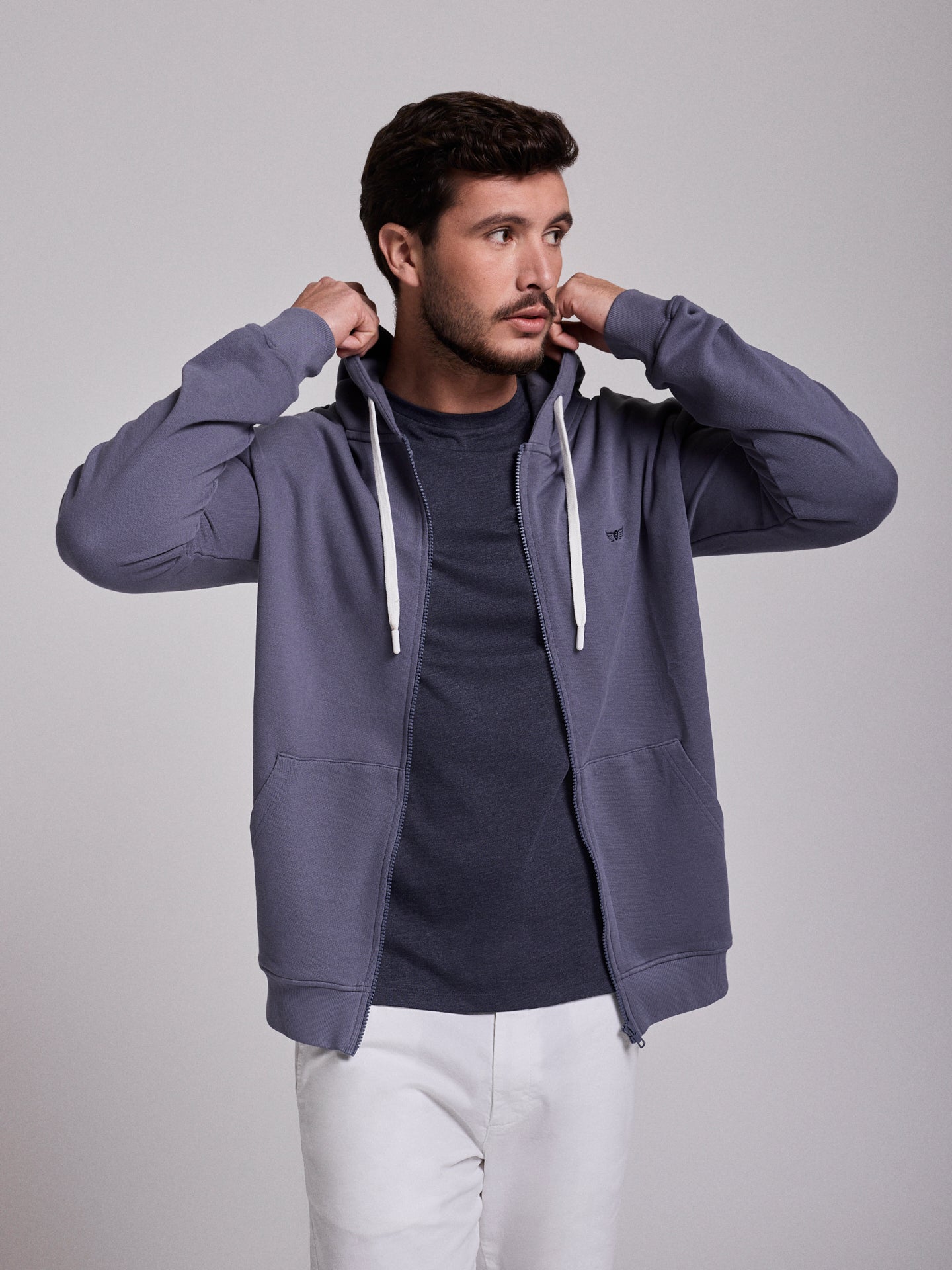 Hoodie Algodão Azul Manga Comprida Regular Fit Mr. Blue
