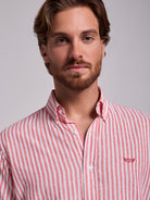 Camisa Linho Vermelha Manga Comprida Regular Fit Mr. Blue