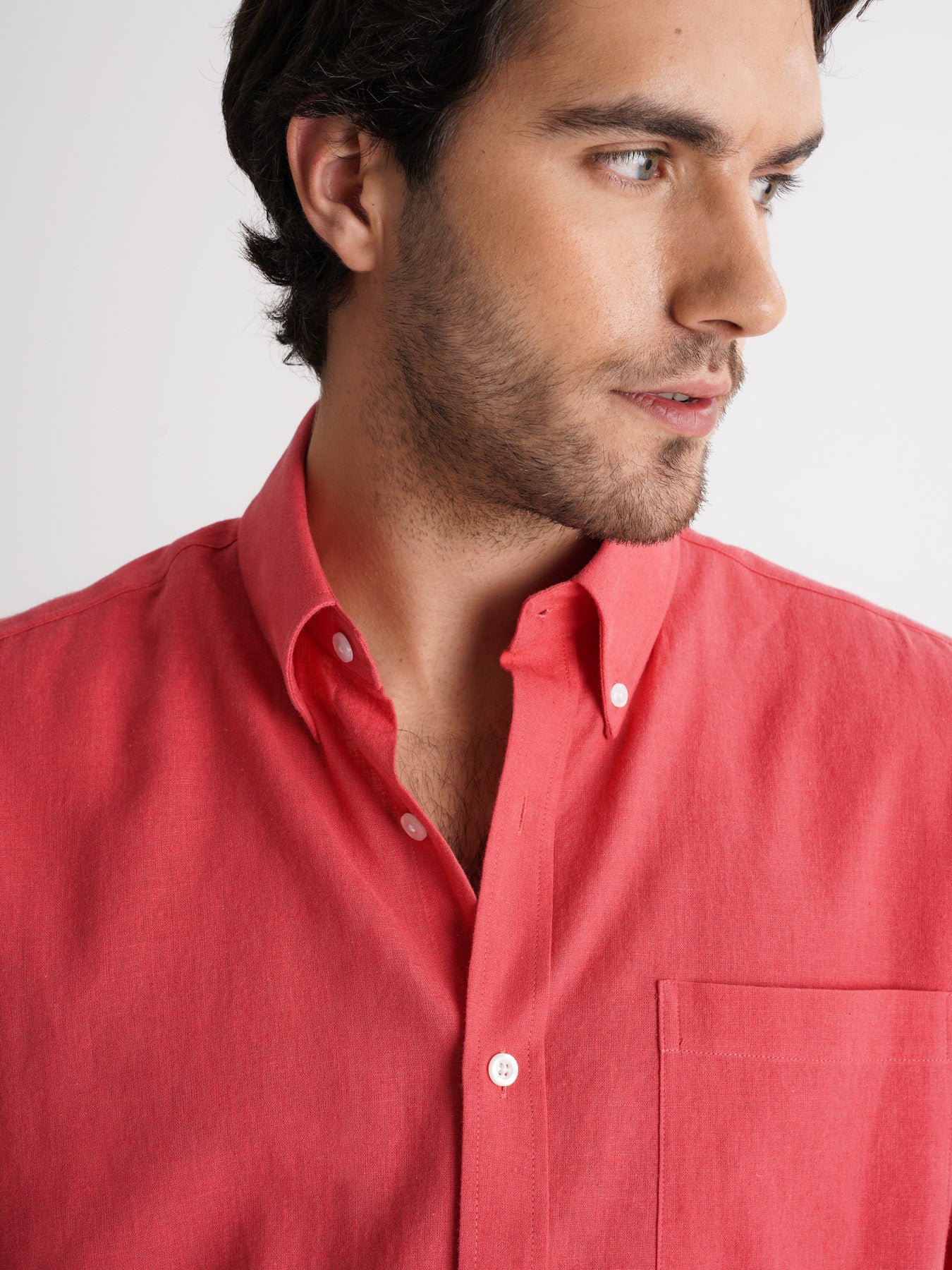 Camisa Regular Fit Linho Rosa Mr. Blue