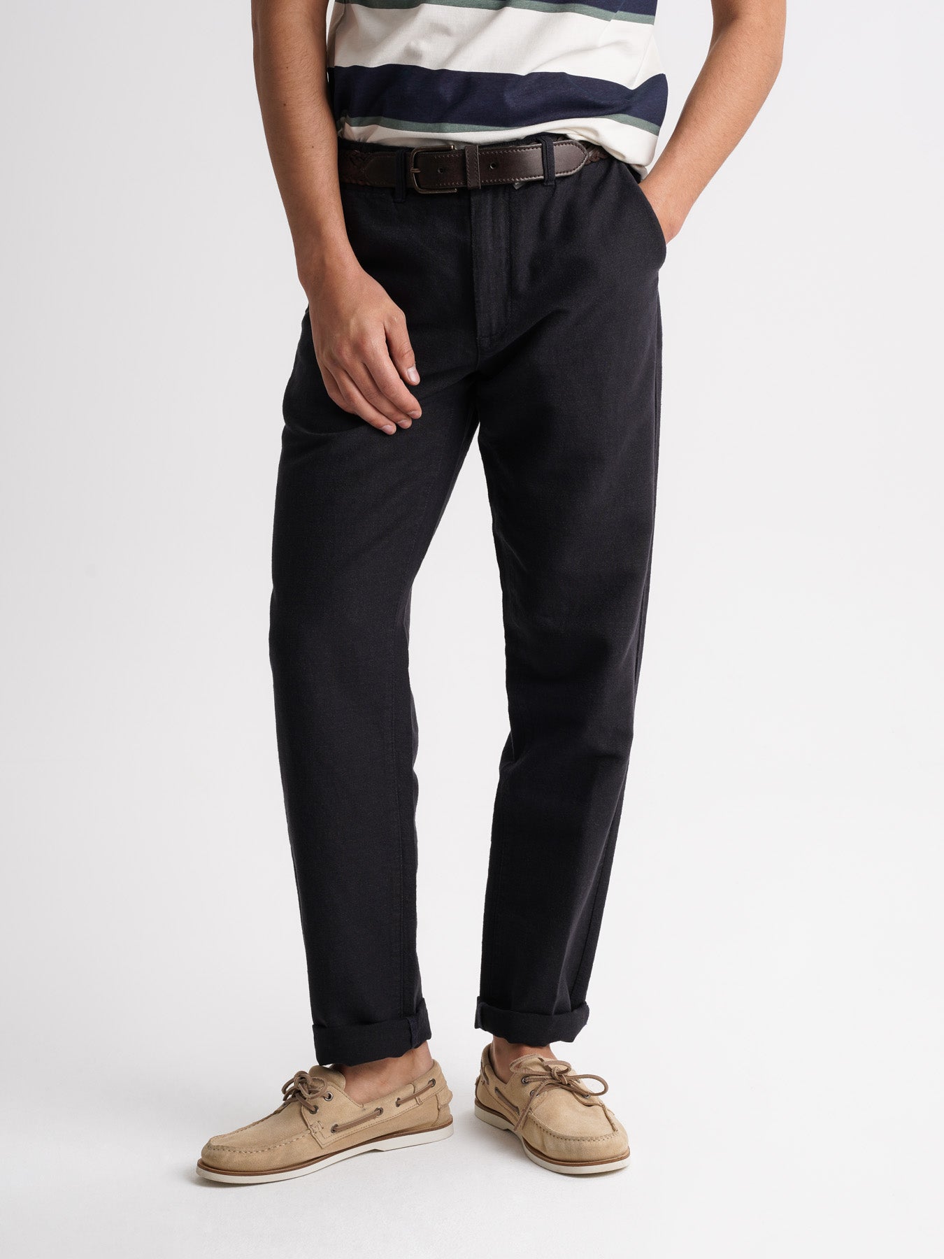 Calças Chinos Regular Fit Linho Azuis Mr. Blue