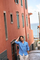 CAMISA AZUL MANGA COMPRIDA TAILORED FIT MARK BELLUCCI