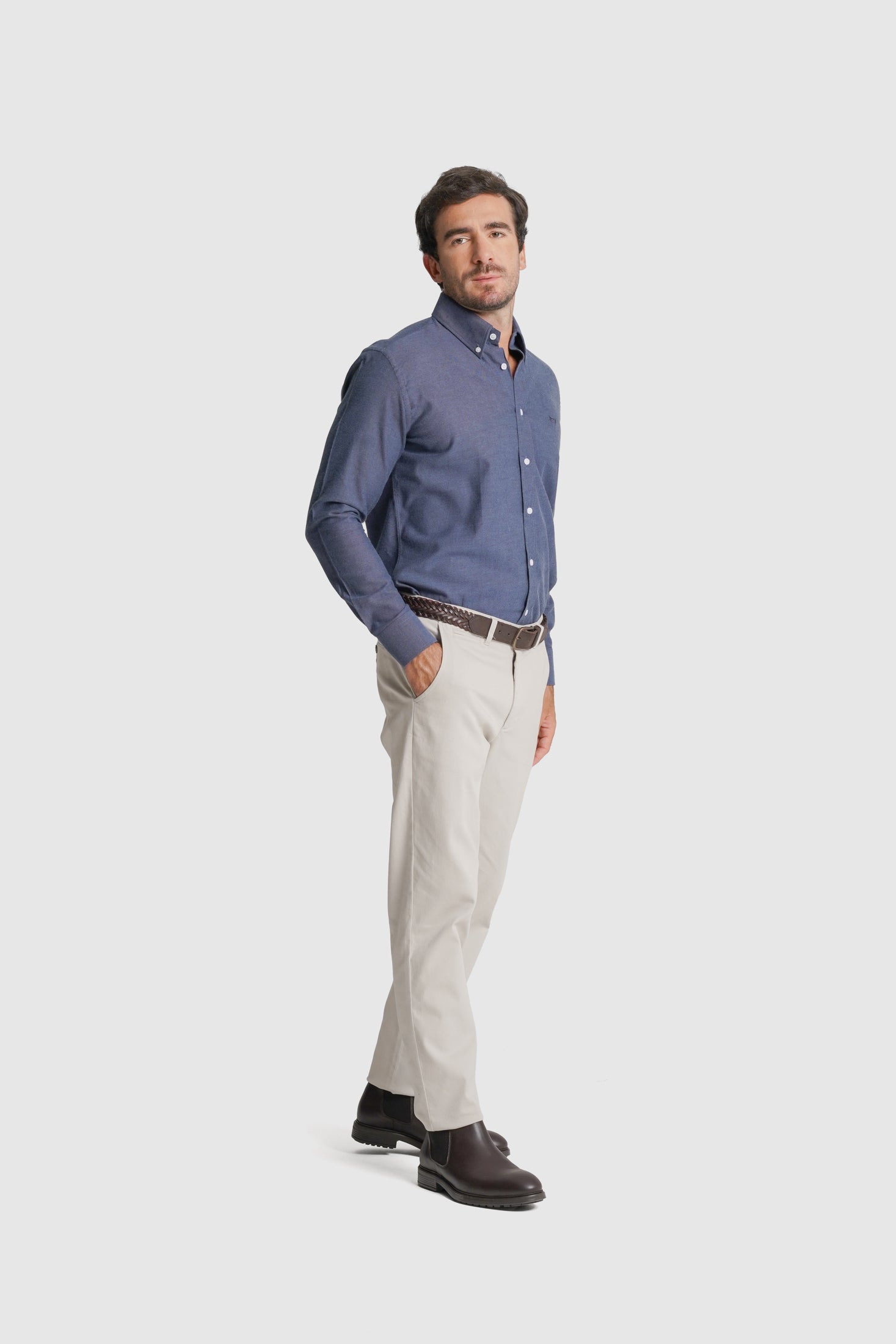 CAMISA FLANELA REGULAR FIT AZUL LISA MR. BLUE