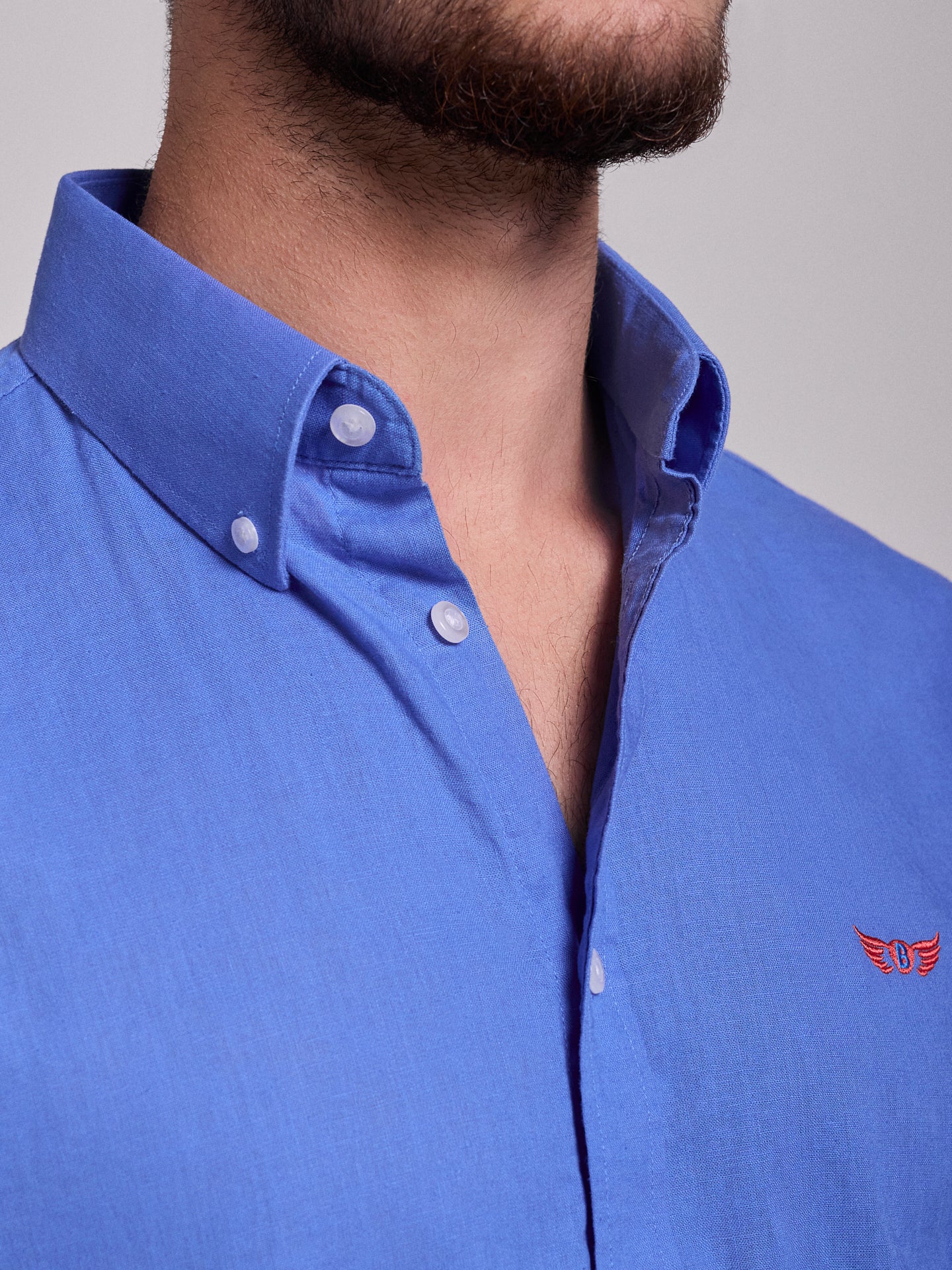 CAMISA LINHO AZUL MANGA COMPRIDA REGULAR FIT MR. BLUE