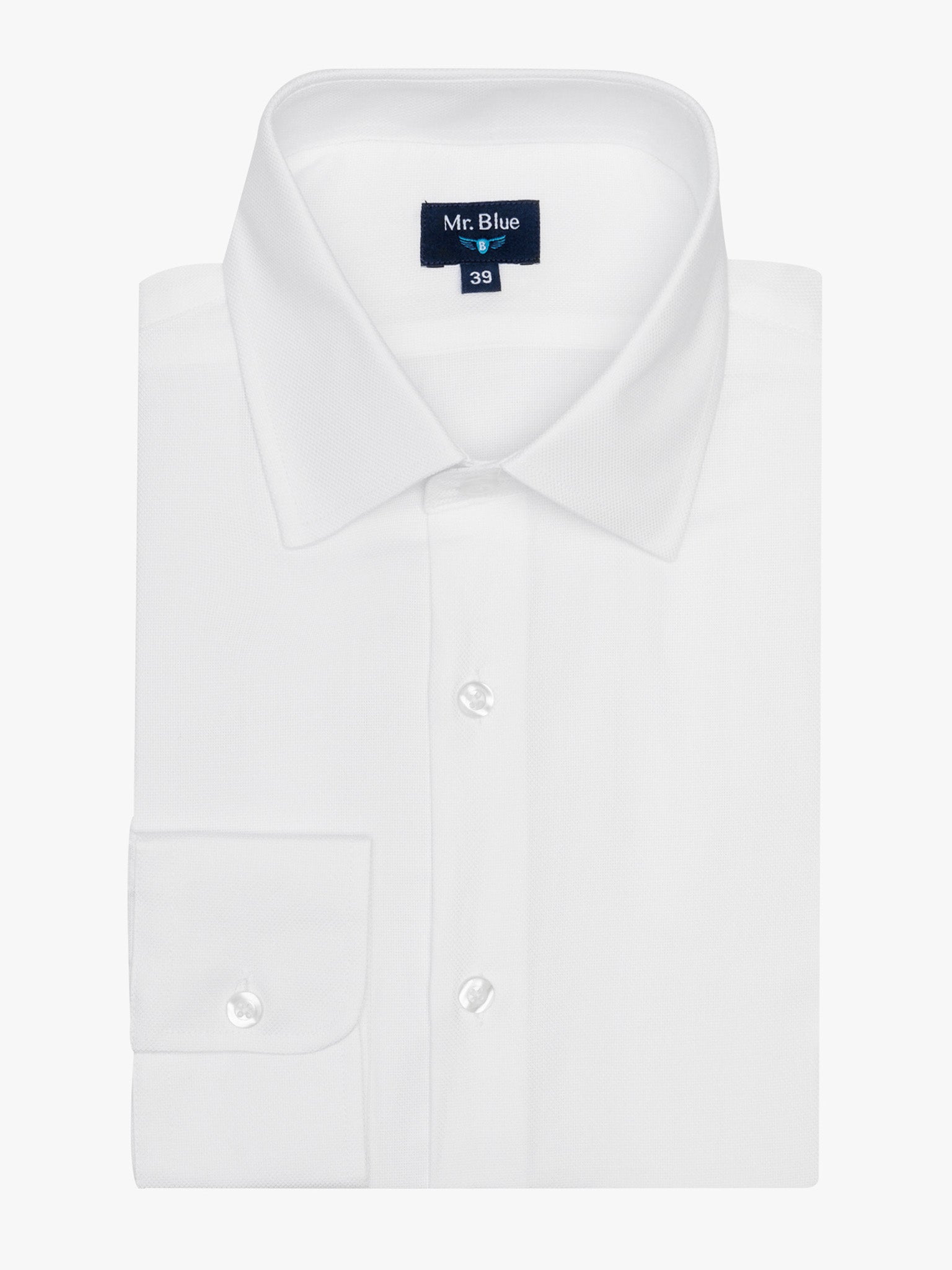 Camisa Algodão Branca Manga Comprida Classic Fit Mr. Blue